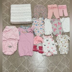 Size 1 Diapers and Infant Clothing Bundle